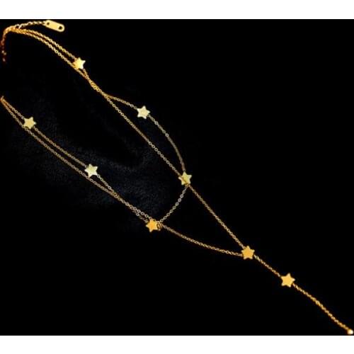 316L Stainless Steel Sexy Stars Tassel Charms Chain Choker Pendant Necklace For Women Fashion Trend Fine Jewelry Party Gift N422