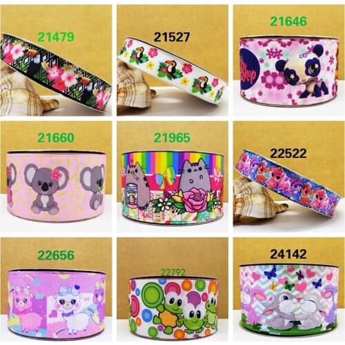 Free shipping 10 yards cartoon printed grosgrain ribbon 21479