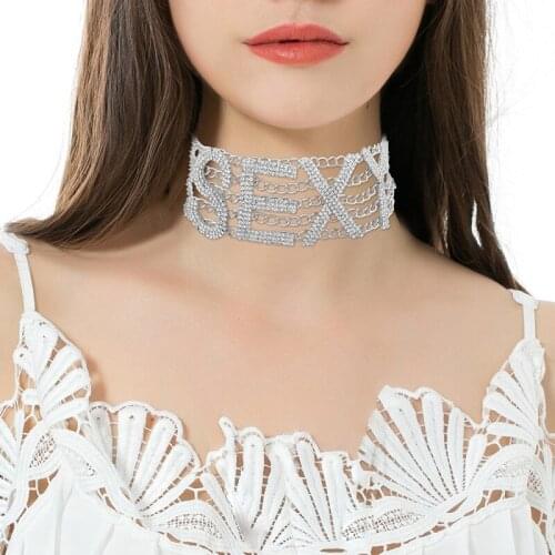 BFF Rhinestone Choker Necklace Luxury Fashion Crystal Jewellery SEXY Word Chocker Bling Glam Sparkly Womens Jewelry Accessories