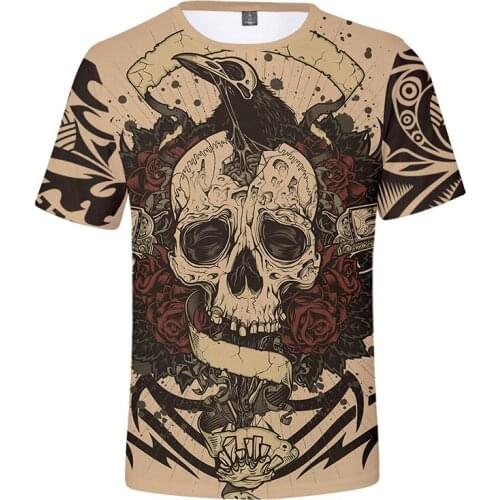Men Women 3d T Shirts Tattoo Skull Rose Print Fashion Hip Hop T-shirt Tops Casual Short Sleeve 3D T-shirts Tee Shirt Sweatshirts