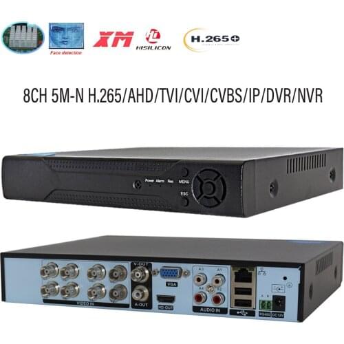 H.265 xmeye 8CH Face Detect AHD DVR 8CHannel 5M-N DVR Surveillance 6 IN 1 TVI CVI CVBS Hybrid Security CCTV DVR HDMI P2P DVR NVR