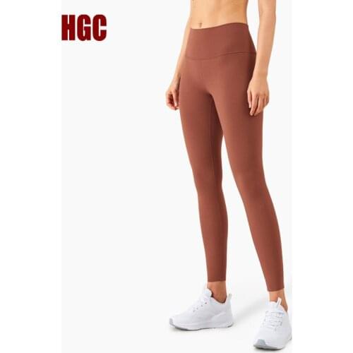 HGC 2021 Yoga Pants Womens GYM Naked-feel Fabric High Waist Professional Fitness Leggings Sport Strength Pocket Squat Proof
