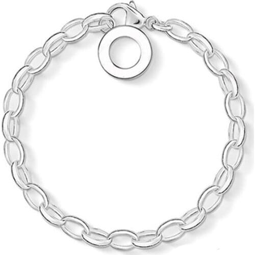 Classic Silver/Rose Gold Color Chain & Link Bracelets For Women A Spring Retaining Circle Charm Club Bracelet Jewelry SBR002