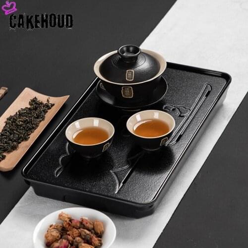 Coffee Table Simple Dry Tea Tray Melamine Bamboo Drainage Water Storage Travel Tea Tray Tray Tea Ceremony Chinese Kung Fu TeaSet