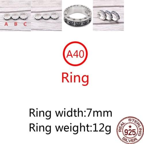 A40 925 sterling silver ring jewelry retro personality anchor cross around punk fashion style couple shape gift for friends