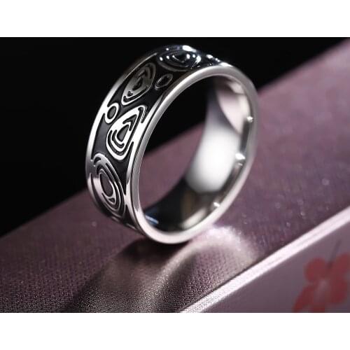 MOREDEAR 8mm Titanium Rings for Men and Women Birthday Gift triangular pattern discredit Ring