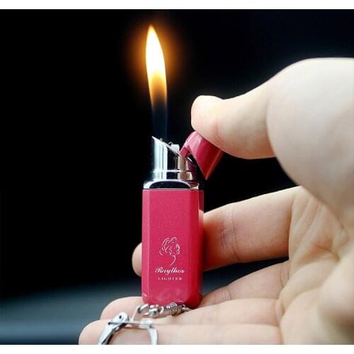 Creative Ladies Lipstick Torch Lighter Mini Pocket Keychain Cigarette Lighter Inflatable Gas Butane Lighter Smoking Accessories