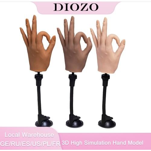 DIOZO 3D High Simulation Hand Model For Nail Art Silicone Practice Adult Mannequin With Flexible Finger Adjustment Practice Hand