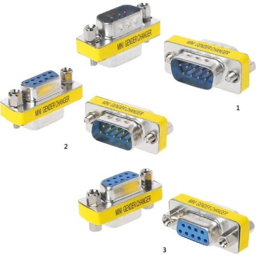 2Pcs DB9 MINI Gender Changer Adapter 9Pin RS232 Com D-Sub VGA Plug Connect