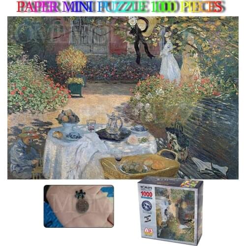 Lunch In The Garden 1000 Pieces Mini Puzzle Toys World Famous Painting Paper Jigsaw Puzzles Monet Art Painting Pattern Puzzles