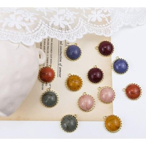 Min order 20pcs/lot color resin core decoration alloy geometry rounds shape floating locket charms diy jewelry making
