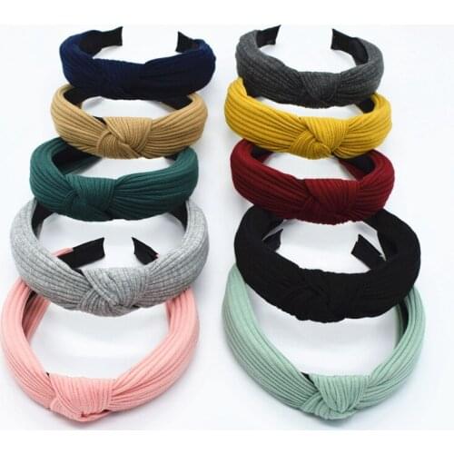Fashion Knot Knitted Headbands for Women Girls Wide Candy Color Solid Twist Hairbands Ladies Hair Hoops Bands Hair Accessories