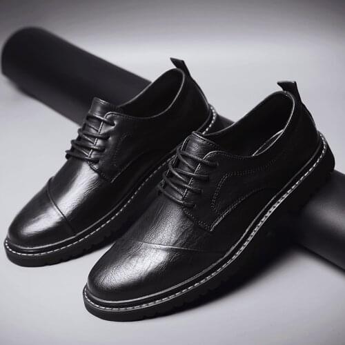 Men Dress Elegant Classic Shoes Business Wedding Social Shoes Male Fashion Flat Lace Up Footwear Party Shoes wild Tide Shoes