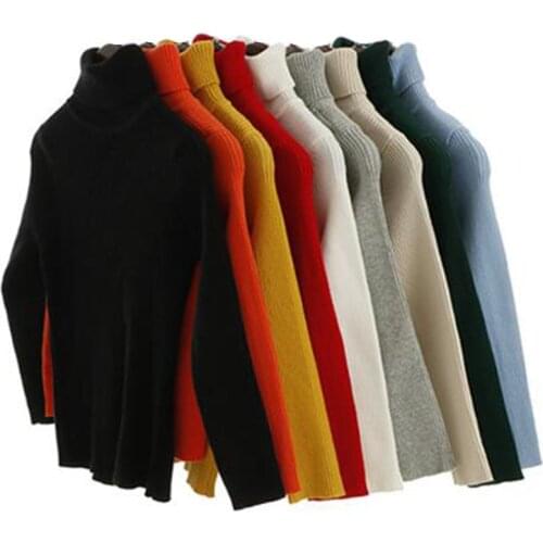 New Sweater Kids Sweaters Autumn Girls Turtleneck Sweaters 1-6Yrs Baby Boys Pullover Winter Knitted Bottoming Boys Sweaters