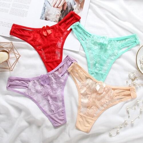 New Hot Sexy Temptation Transparent Lace Low-waisted Women Sexy Lingerie Thongs G-string Underwear Panties