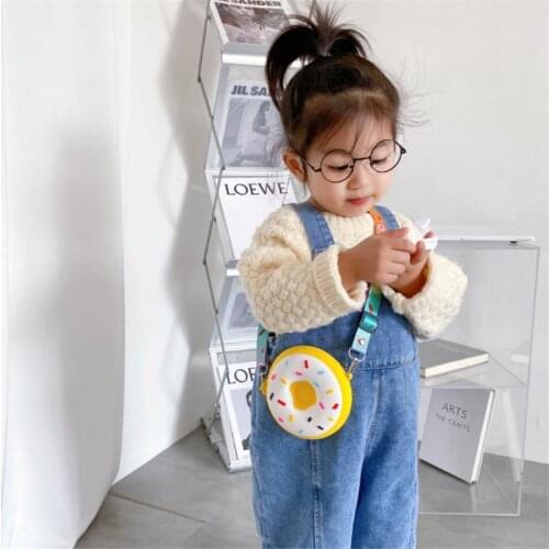 New Donut Shape Cute Childrens Coin Purse All-match Male and Female Baby Messenger Bag Silicone Creative Childrens Coin Purse