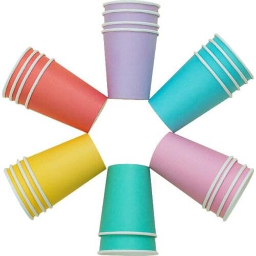 Disposable Tableware Party Supplies 8pcs/1 Bag Solid Color Paper Cup Wedding Decoration Birthday Party Decorations Kids Party