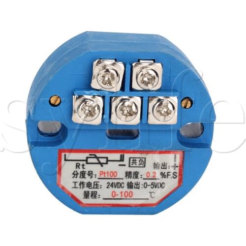 Plastic Blue RTD PT100 Temperature Sensor Transmitter 0~100 0-5V Output