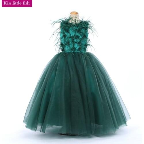 Free shipping Flower Girl Pageant Dresses Gown for Girls Sleeveless O-Neck Floor-Length Gown Dresses for Girls