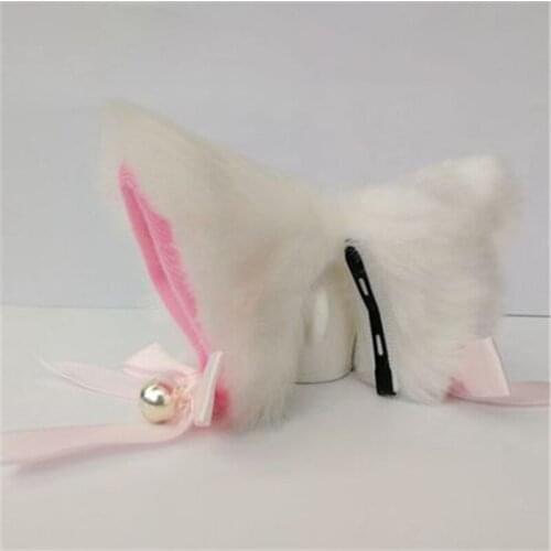Hot Sweet Lovely Anime Lolita Cosplay Fancy Neko Cat Ears Hair Clip With Bell Fox Long Fur Costume Hair Clip Halloween Gift