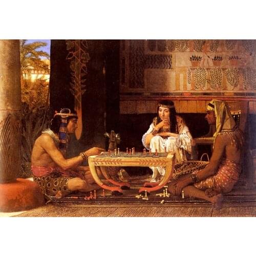 Classical Figure Art Oil Painting Reproduction on Canvas for Home Decor Egyptian Chess Players by Lawrence Alma-Tadema Wall Art
