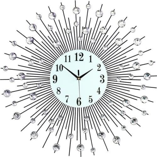 60cm 3D Luxury Diamond Wall Clock Iron Art Metal Crystal Large Wall Clock Luminous Round Watch Diamond Hanging Clocks Home Decor