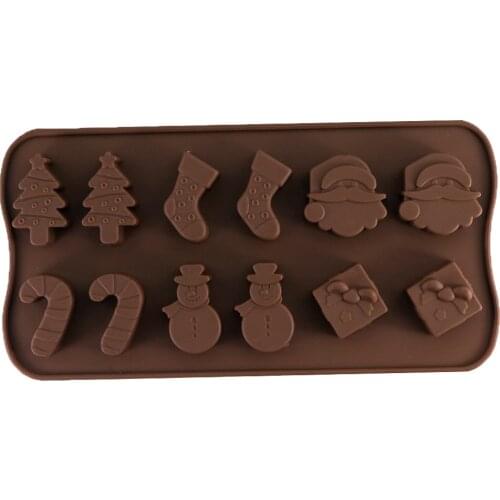 Christmas Chocolate Mold Snowman Socks Trees Silicone Cake Mould Candy Cookies