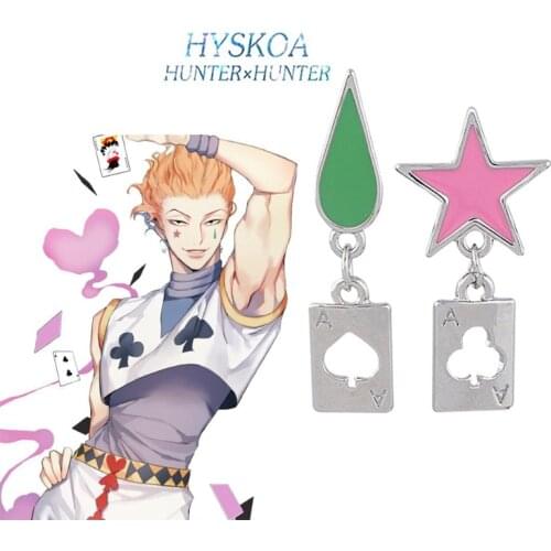 Wholesale 5 Pcs Janpanese Anime HUNTER X HUNTER Earrings Hisoka Stars Teardrop Poker Earring for Women Men Ear Jewelry Accessory