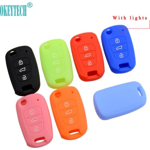OkeyTech Silicone Key Cover Fit For Hyundai Solaris I30 I35 IX20 IX35 For Kia Rio K2 K3 K5 Sportage Ceed Remote Case Fob Shell