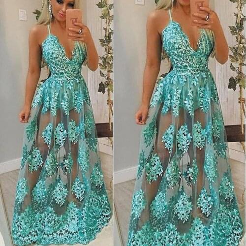 SuperKimJo Abendkleider Lace Prom Dresses Long Turquoise Blue A Line Elegant Sexy Formal Dresses Prom Gown Vestidos