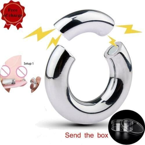 304Stainless Steel Heavy Duty male Magnetic Ball Scrotum Stretcher Metal Penis Cock Lock Ring Delay Ejaculation Sex Toys For Men