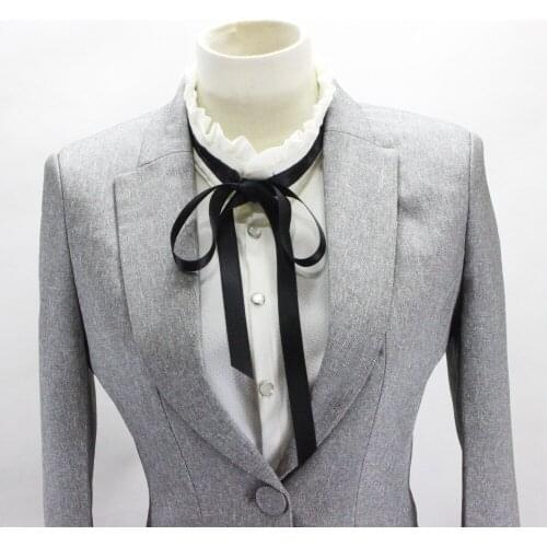 Linbaiway New Women Ruffles Stand Fake Collar Bowknots Bouse False Collars Party Formal Neck Detachable Collar Tie Decorative