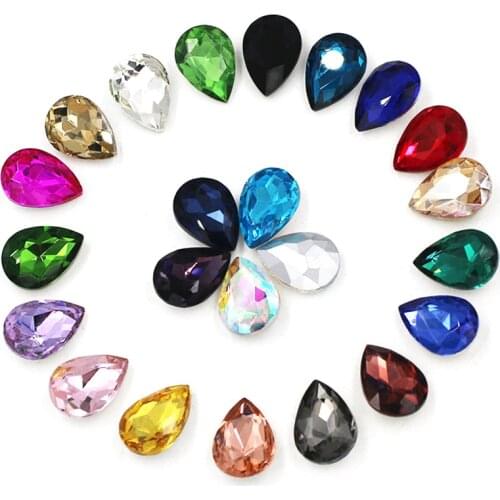 High grade jewelry accessories Drop shaped glass crystal Pointed bottom rhinestone DIY Wedding dress