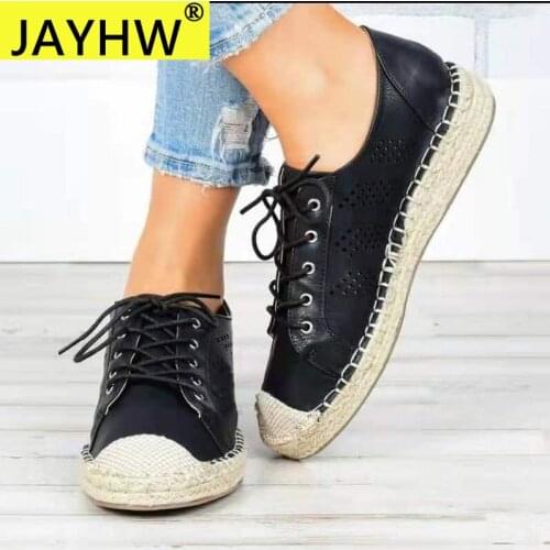 JAYHW Women Pu Breathable Flat Shoes Retro Female Ballet Flat Shoes Summer New Lady Hollow Out Loafers Woman Casual Shoes