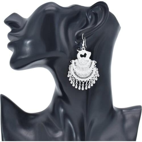 Ethnic Peacock Flower Geometric Drop Earrings for Women Bohemian Jhumka Earring Tribal Turkish Festival Party Jewelry Gift