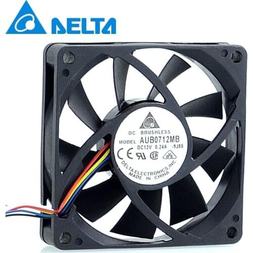 2pcs AUB0712MB 7015 12V 0.24A 7cm 70mm 4 -pin PWM CPU cooling fan for Delta 70*70*15mm