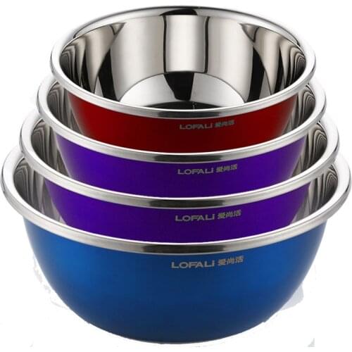 4 pieces stainless steel Basin set thickening deepening egg bowl home kitchen Tools baking and basin soup Basin