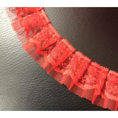 41Yards Red White Pink Lace Trim Pleated Ruffle Edging Trimmings Fabric Embroidered Applique Sewing Craft Wedding Dress DIY