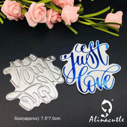 Alinacutle Glimmer Hot Foil Plate Die Just Love DIY Scrapbooking Paper Craft Handmade Card Punch Art A