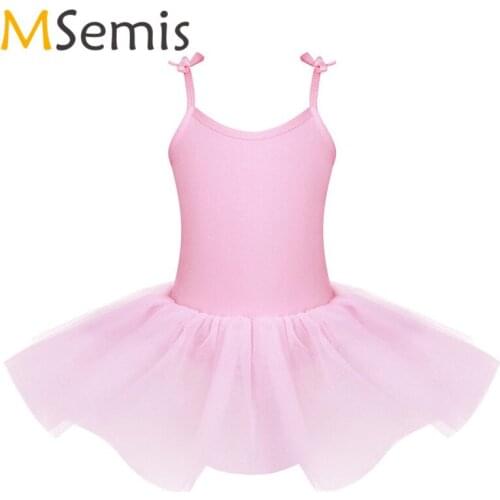 Kids Girls Ballet Dress Gymnastics Leotard Girls Dress Gymnastics Swimsuit Spaghetti Shoulder Straps Ballet Tutu Dress Ballerina