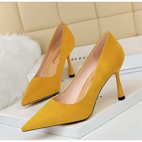 BIGTREE Delicate Womens Shoes Female Pumps Red Party Pointed toe High Heels 8CM Concise Work Ladies Bride Wedding Shoes 34-43