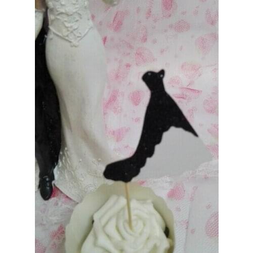 Glitter custom color bride gown Cupcake Appetizer toppers bridal shower Wedding engagement Bachelorette party food picks decor