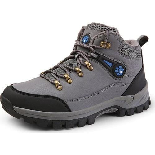 Vogue Genuine Leather Men Boots Winter with Fur Pop Warm Snow Boots Men Winter Work Casual Shoes Military Rubber Ankle Boots