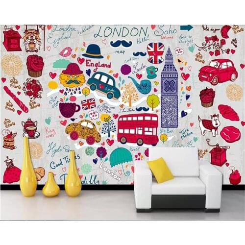 Beibehang papier peint mural 3d Kids room wallpaper London style romantic cartoon wall photo wallpaper wallpaper for walls 3 d