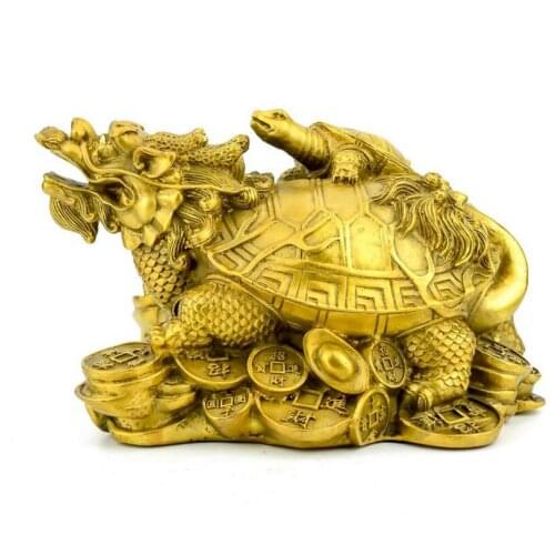 Pure Bronze Dragon Tortoise Ornaments Mother and Child Tortoise Ornaments for Dragon Tortoise Home Geomantic Crafts
