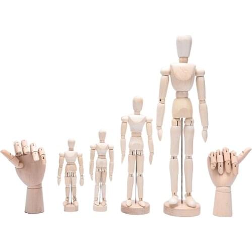 Wooden Hand Man Wood Drawing Mannequin Rotatable Modle Artist Movable Limbs Human Male Miniatures Figurines Decoration Crafts