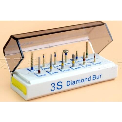 Good Quality 2016 New 12 Pieces 3S Diamond Bur Kit Dental High Speed Diamond Burs For NSK