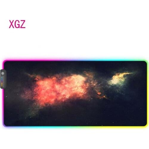 XGZ Starry Sky Landscape LED RGB Gaming Mouse Pad Gaming Mouse Pad USB Backlit Rainbow Rubber Computer Pad Keyboard Table Mat