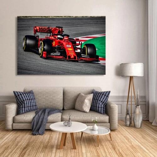 Ferraris SF90 on track F1 Sport cars Raceway Modern Canvas Paintings Wall art Posters and Prints for Living Room Decor