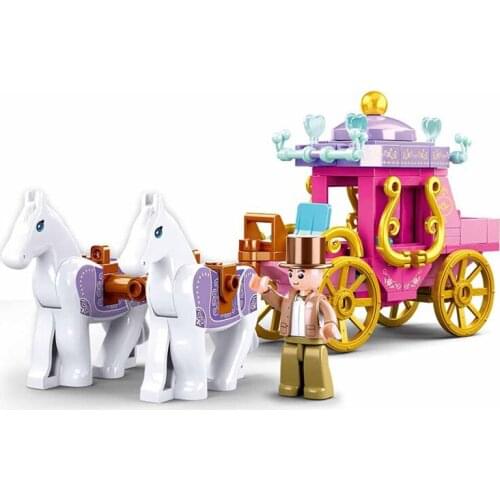 Sluban Village Princess Friends Sightseeing Carriage Horse Building Blocks Kit Bricks Classic Model Kids Toys For Children Gift